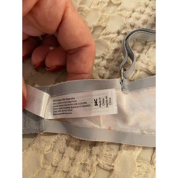 Nine West Bra Size 36C Underwire   Pink & Gray with Flowers Sexy Feminine - Picture 8 of 11